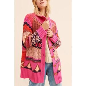 Free People Argyle Smile Cardigan